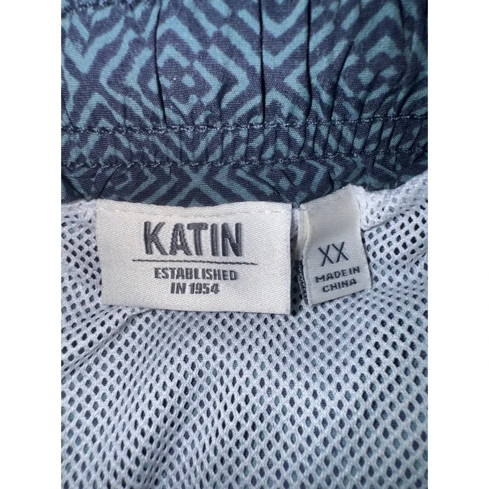 Katin Spiral Volley Swim Trunk‎ - blue with dark blue geometric design men's XX